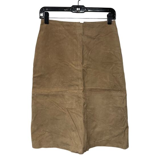 Modern Images Suede Skirt Womens 4 Midi 100% Leather Light Brown Tan Old Money - Picture 1 of 10
